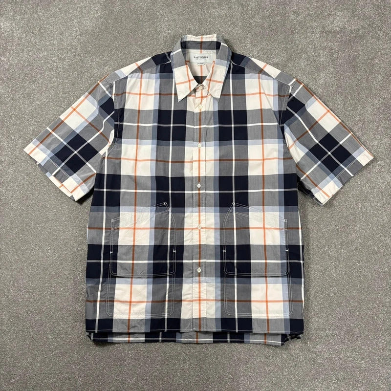 Eastlogue Utility Check Wide Shirt Navy White XL