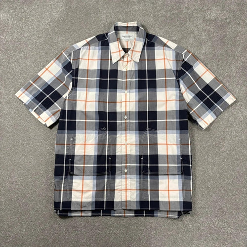 Eastlogue Utility Check Wide Shirt Navy White XL