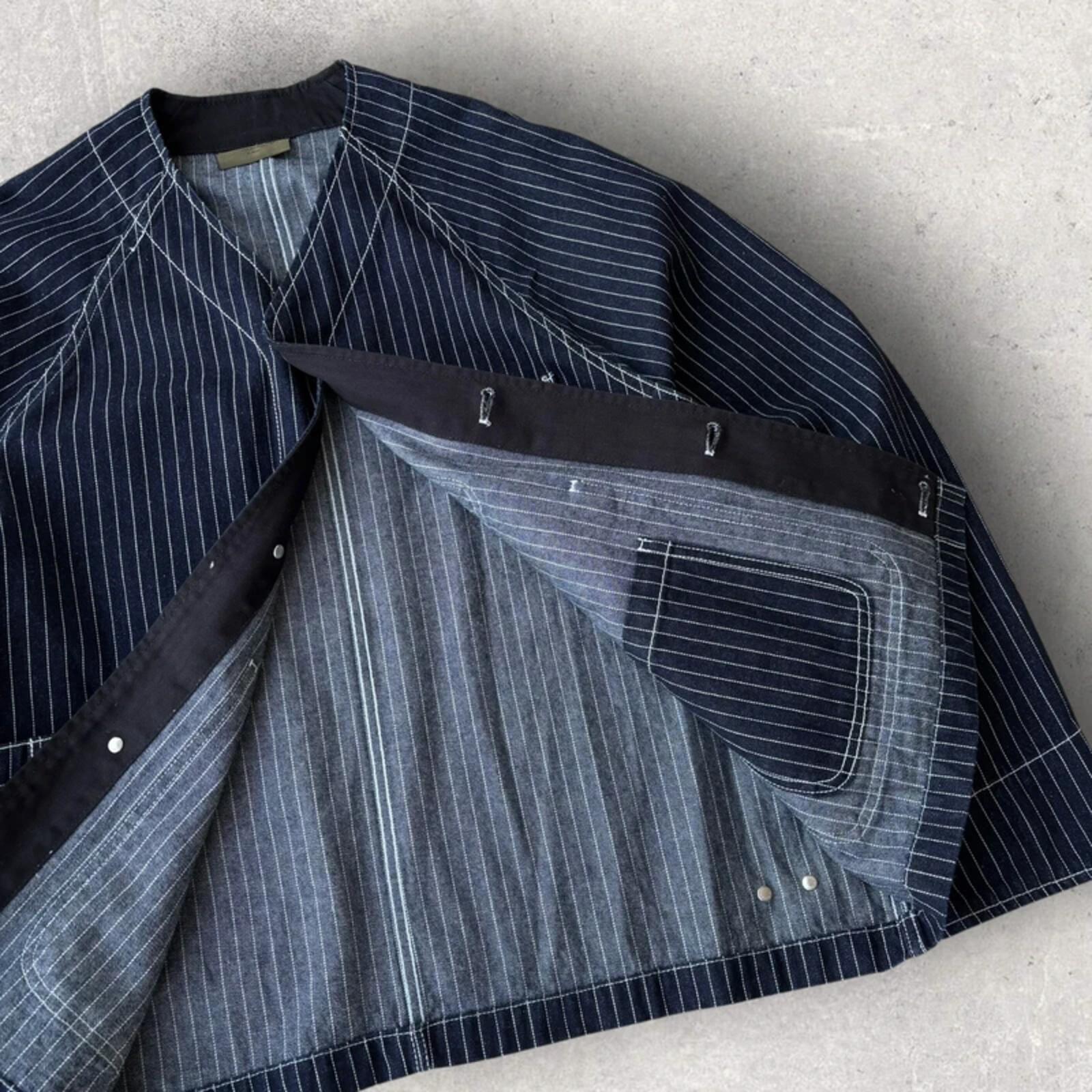 Uniform Bridge Stripe Denim Utility Jacket Blue XL