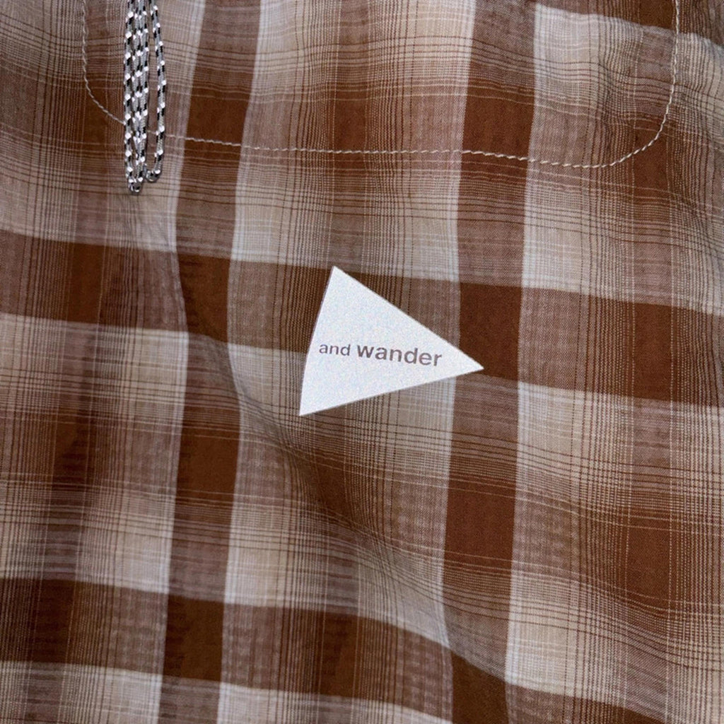 And Wander check shirt brown XL - Japan import