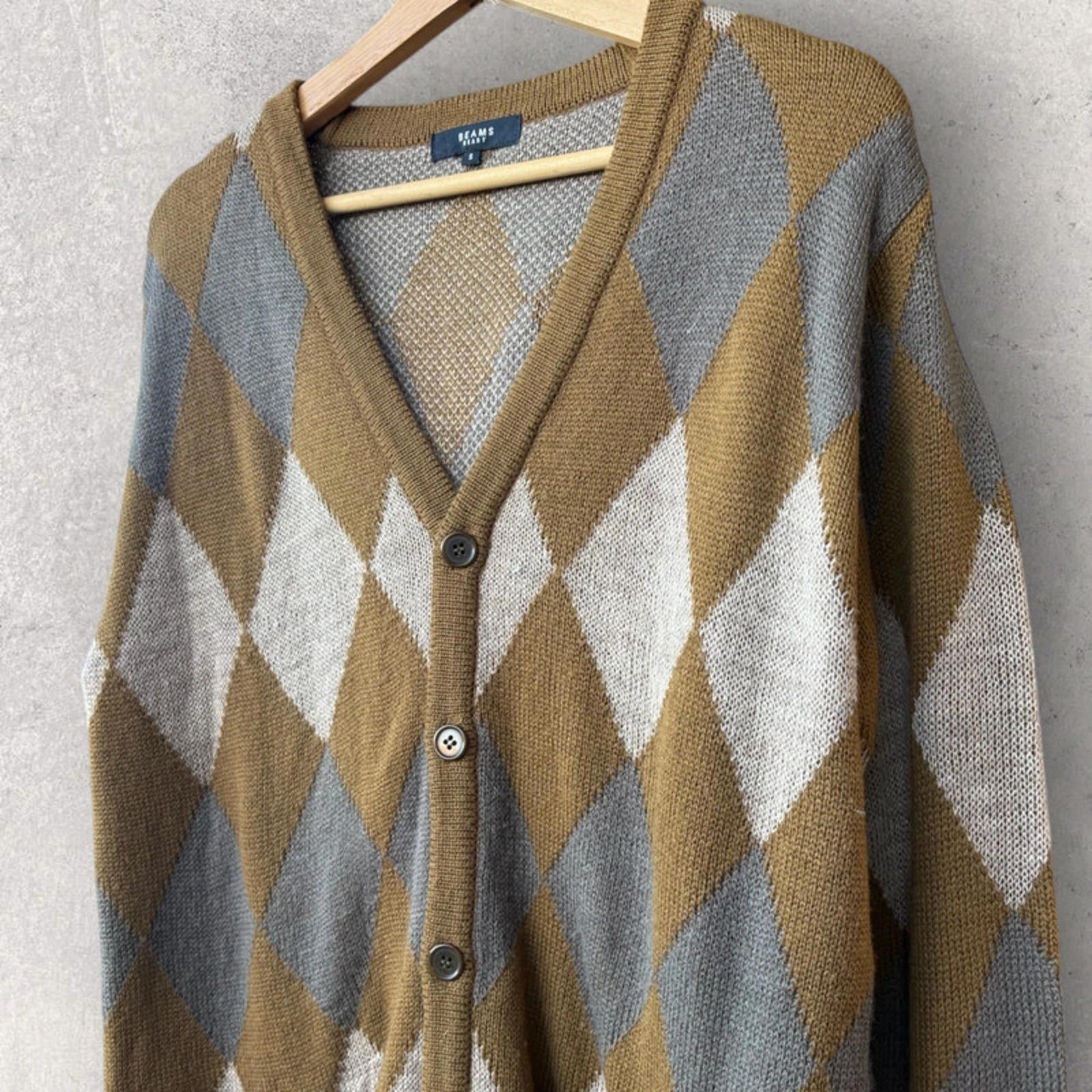 Beams Japan Diamond Knit Cardigan Brown Size S