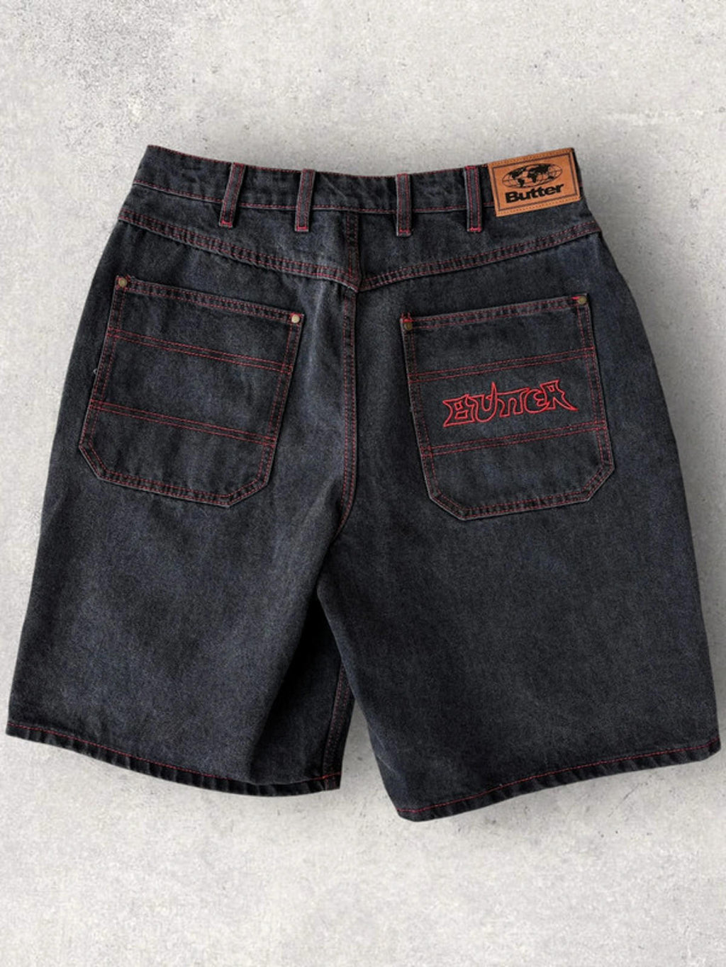 Butter Goods Baggy Denim Shorts Black Fade Size 28