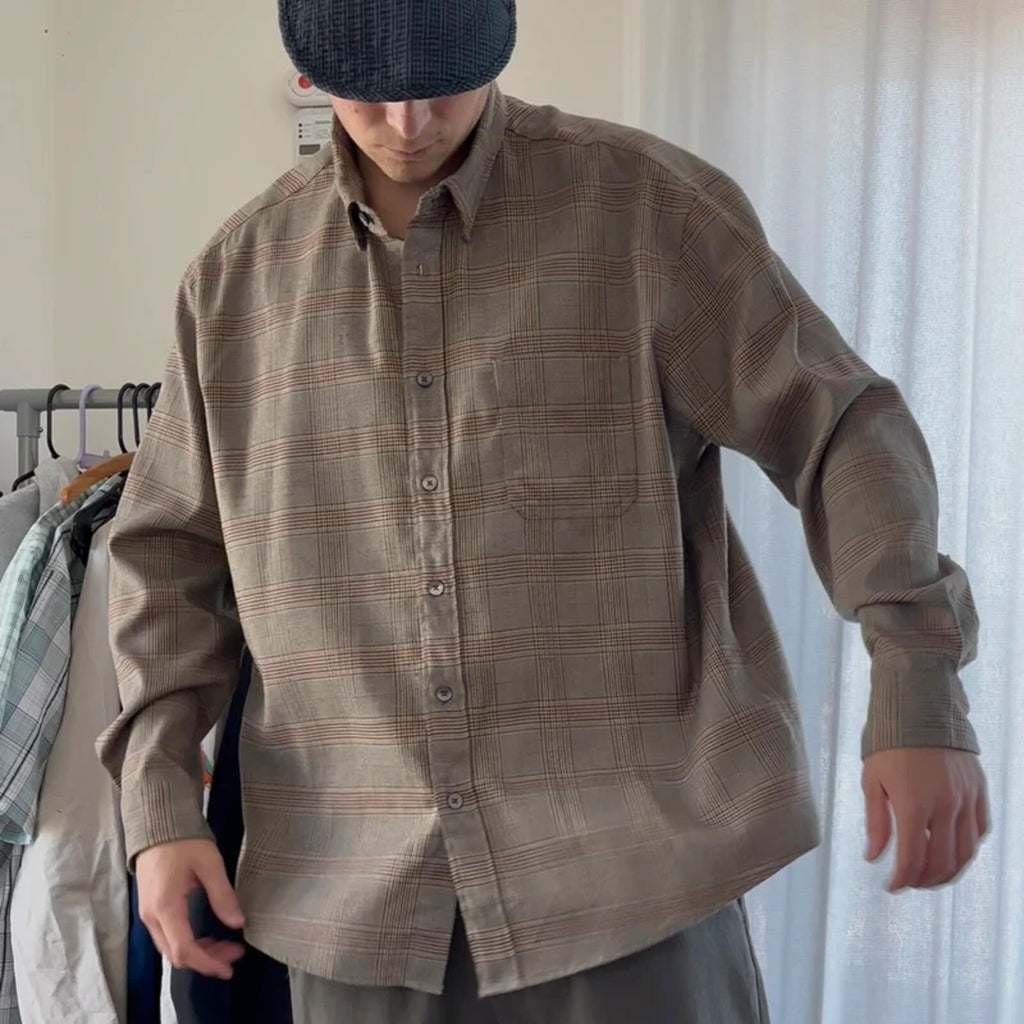 Frizmworks Glen Check Relax Shirt Beige XL