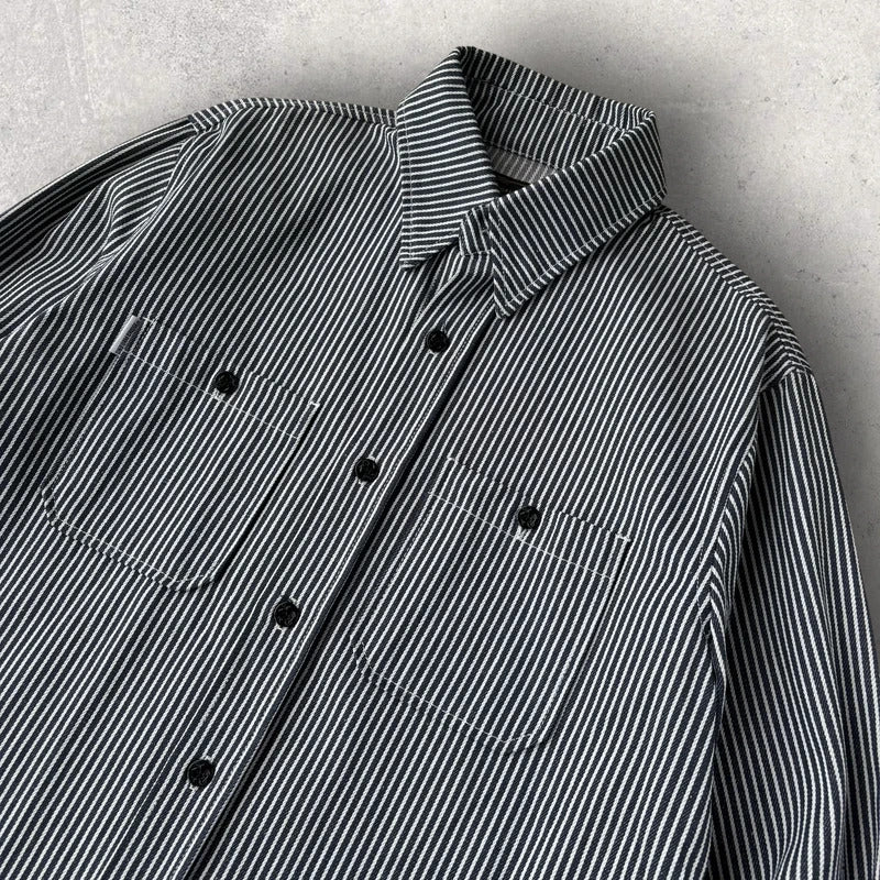 Uniform Bridge Hickory Stripe Chore Jacket Blue L