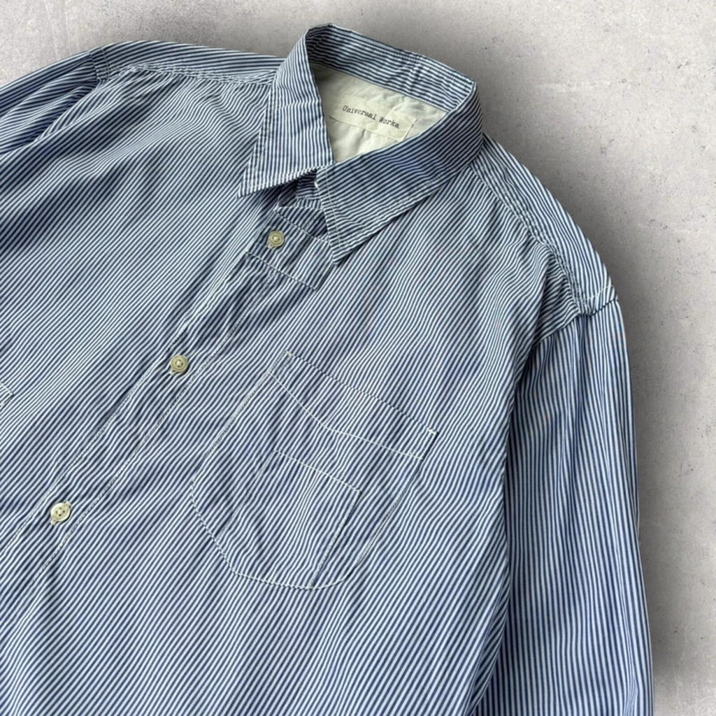 Universal Works Patchwork Stripe Shirt Blue XL