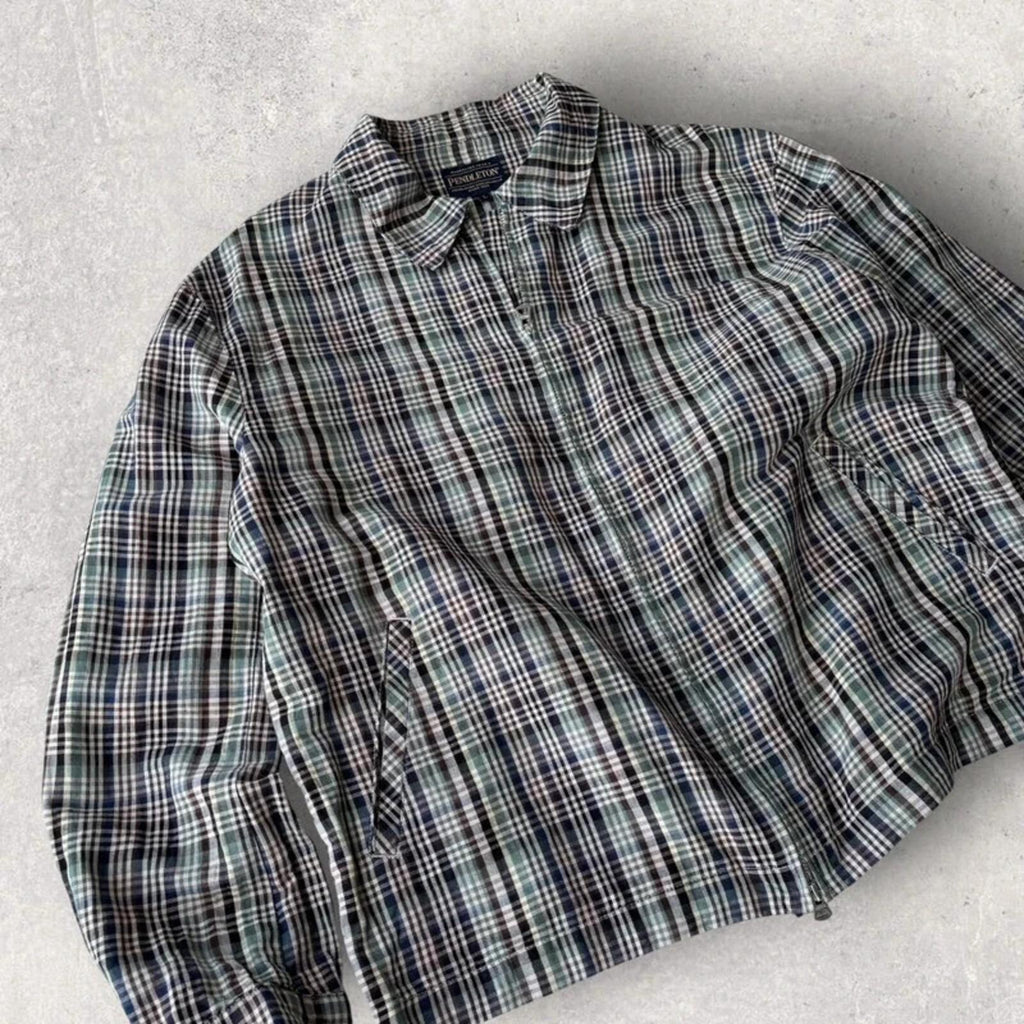 Pendleton Plaid Harrington Jacket Blue L