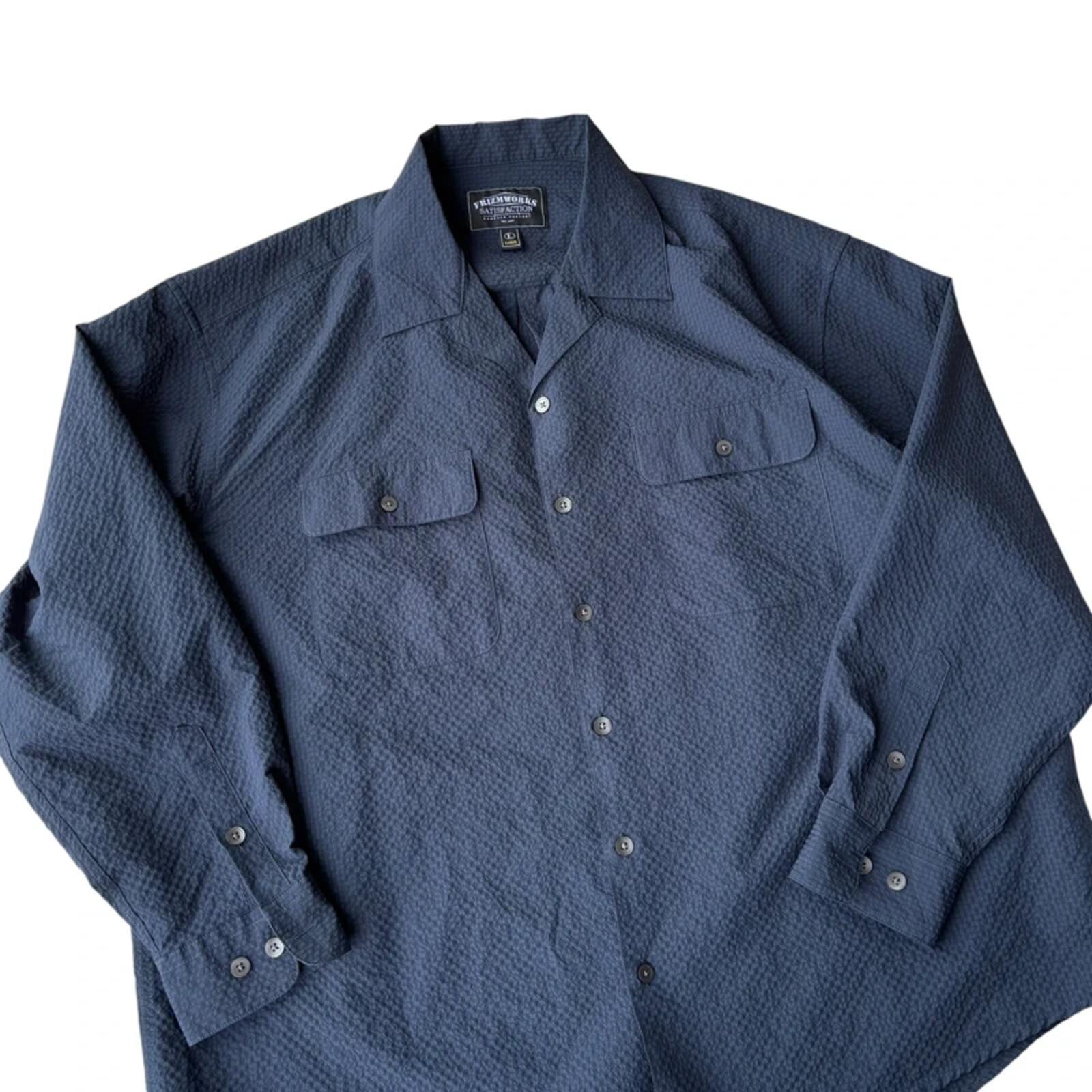 Frizmworks Open Collar Seersucker Shirt Navy L