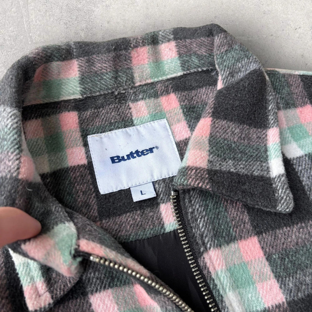 Butter Goods Flannel Plaid Zip Shirt Jacket – Grey – M
