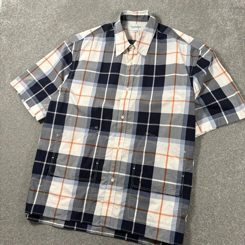 Eastlogue Utility Check Wide Shirt Navy White XL