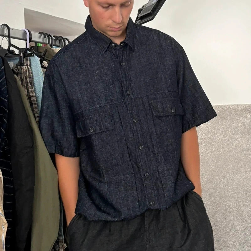 Frizmworks Linen Trucker Half Shirt Indigo L