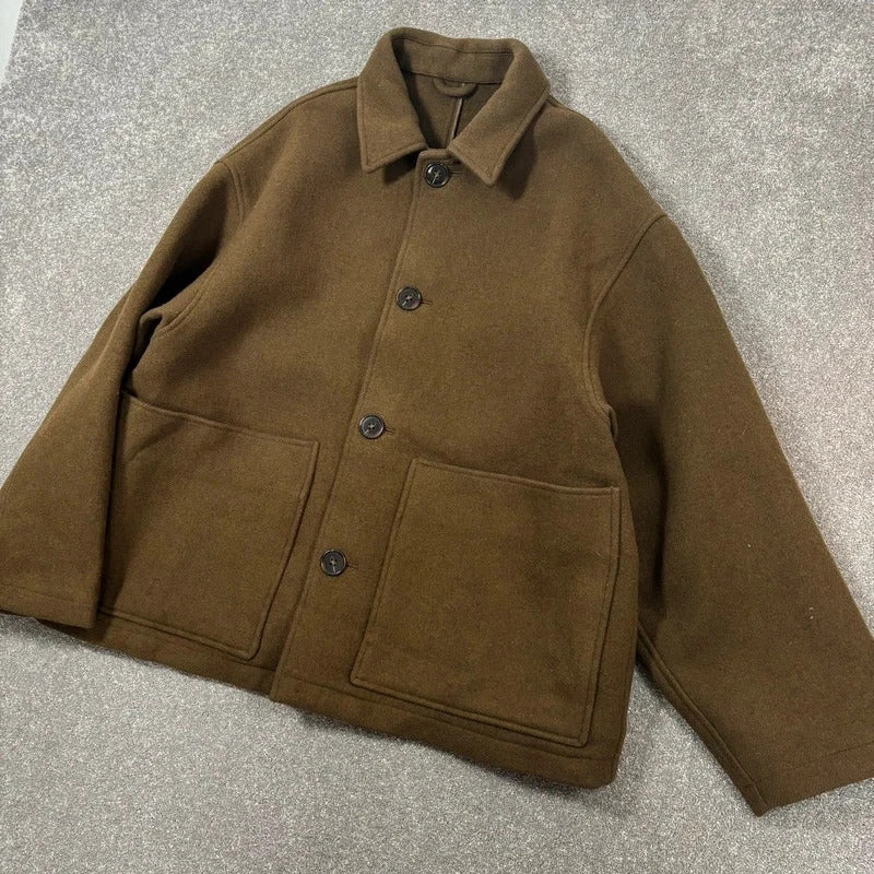 Covernat Oversized Wool Jacket Khaki L
