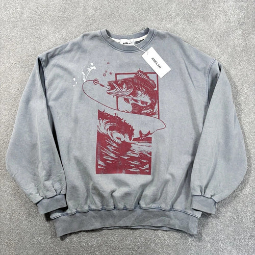 Anglan Fishing Graphic Sweatshirt Grey L