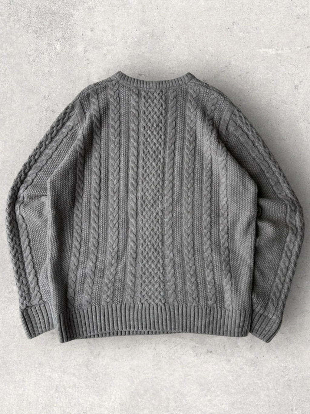 Boxy Fisherman Knit Sweater  Grey Size L