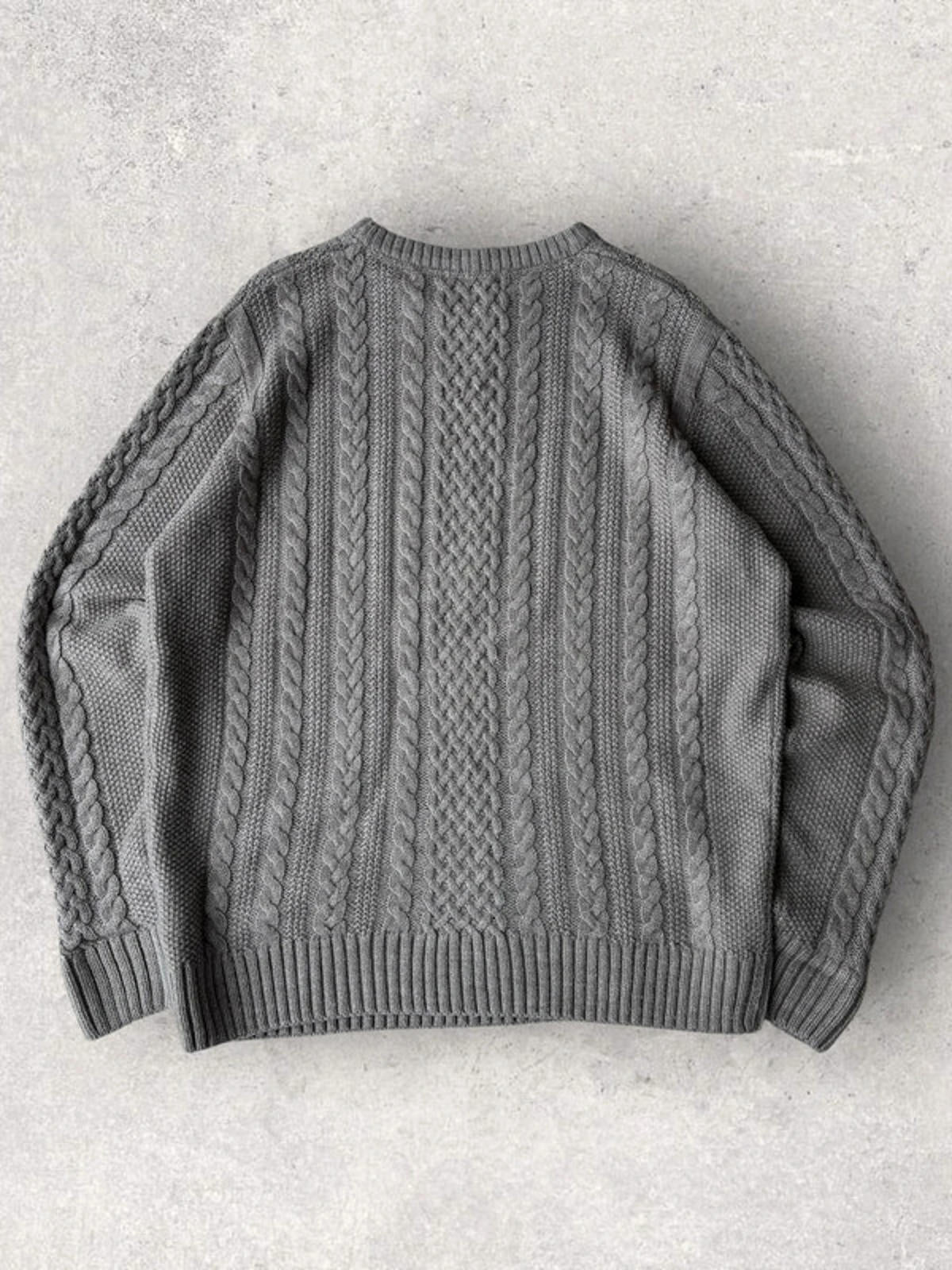 Boxy Fisherman Knit Sweater  Grey Size L