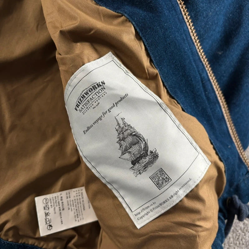 Frizmworks Washed Denim Hooded Parka Indigo XL