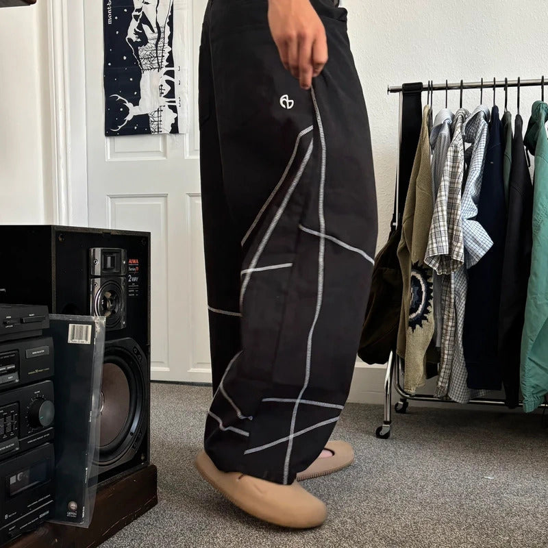 NoManual Baggy Contrast Trouser Black W32