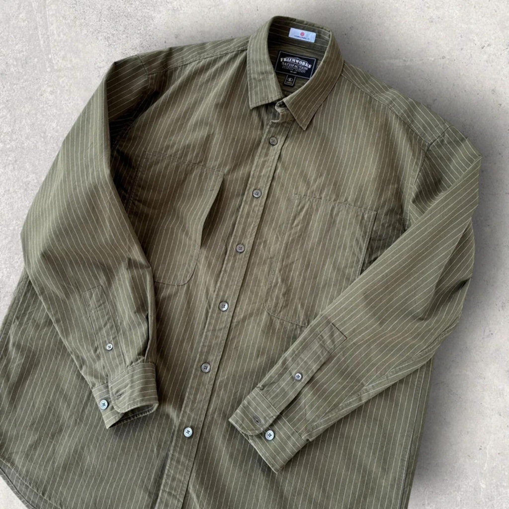 Frizmworks Wabash Stripe Utility Shirt Olive L