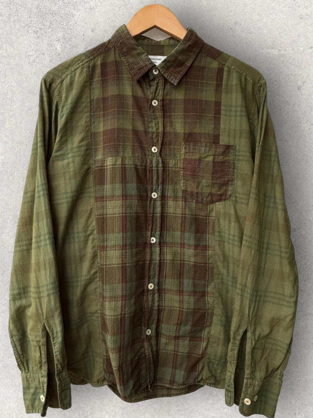 Universal Works Japanese Plaid Cotton Shirt Green Size M