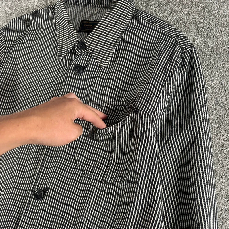 Uniform Bridge Stripe Work Shirt Black White M