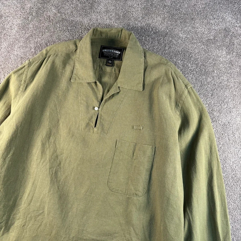 Frizmworks Linen Pullover Shirt Olive M