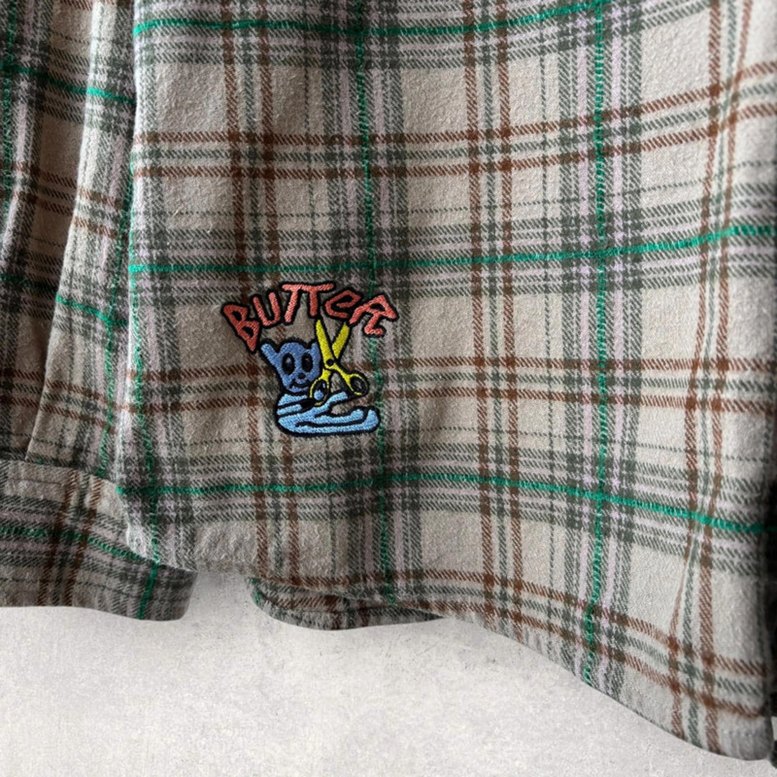 Butter Goods Rodent Flannel Shirt Beige Size S