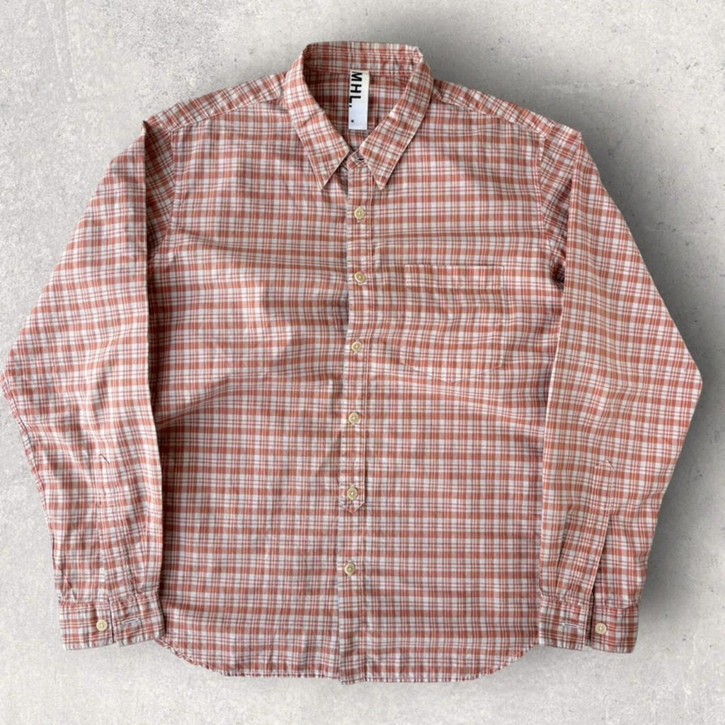 Margaret Howell Cropped Plaid Shirt Coral S