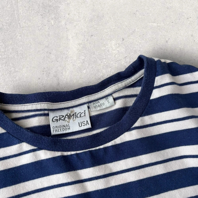 Gramicci Stripe Cropped Long Sleeve Tee Blue