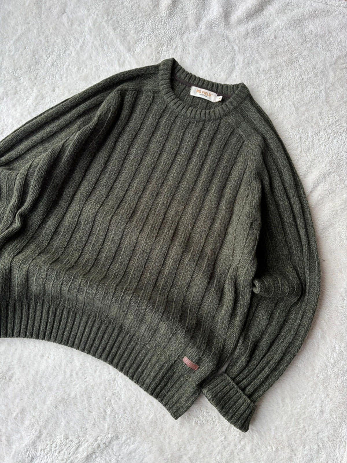 P.G Field Boxy Knit Fisherman Jumper Green Size M