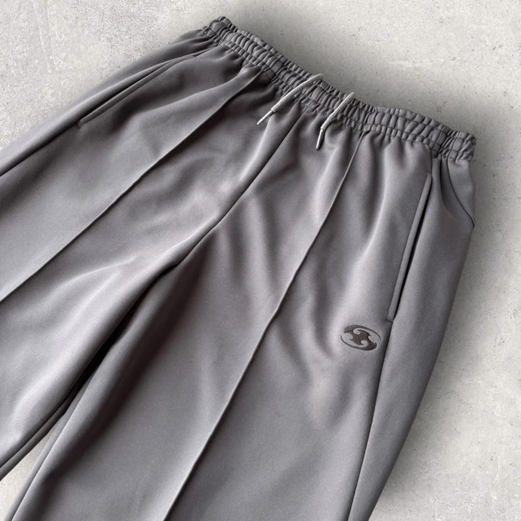 San San Gear Pleated Relaxed Track Pant Grey M Korea Import Streetwear