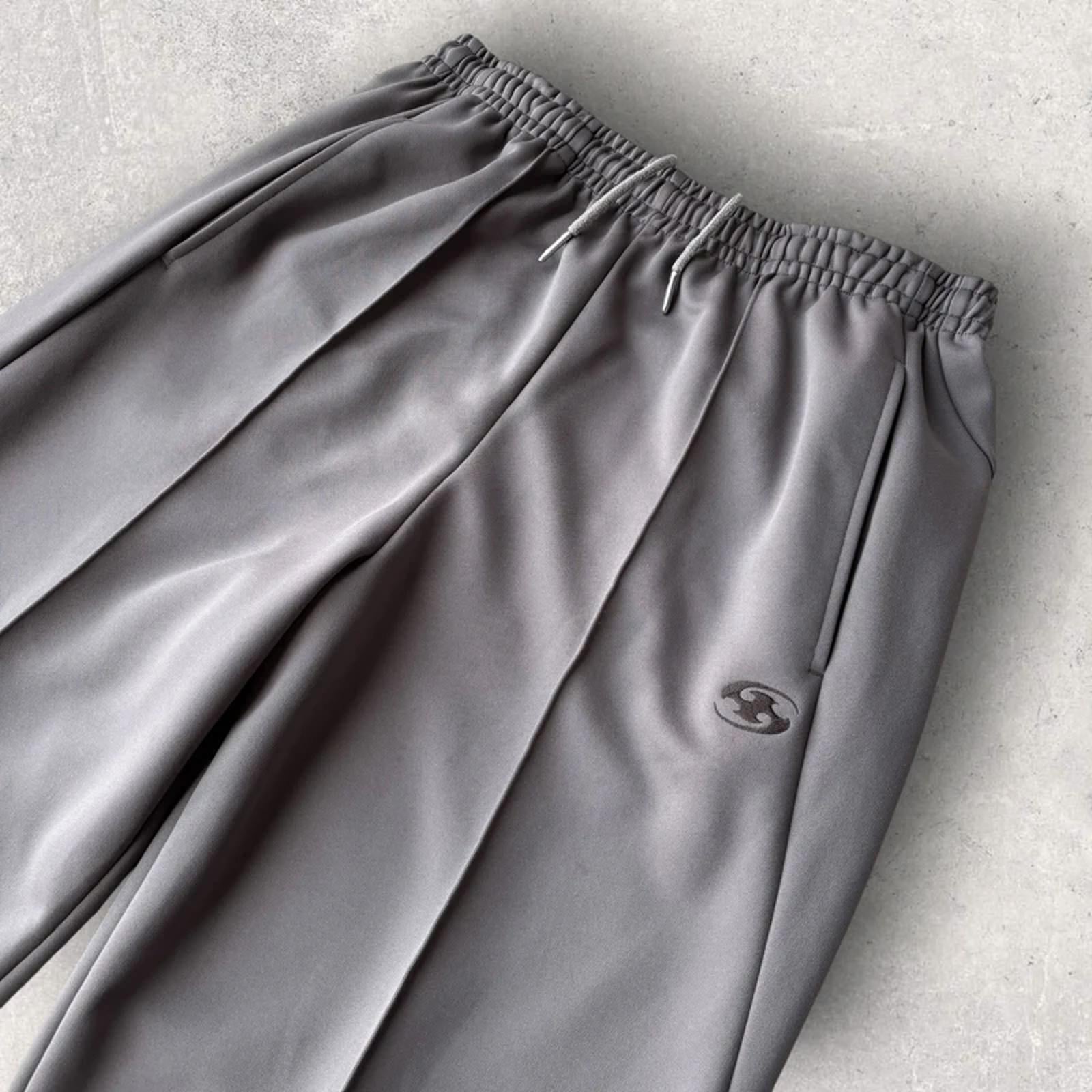San San Gear Pleated Relaxed Track Pant Grey M Korea Import Streetwear
