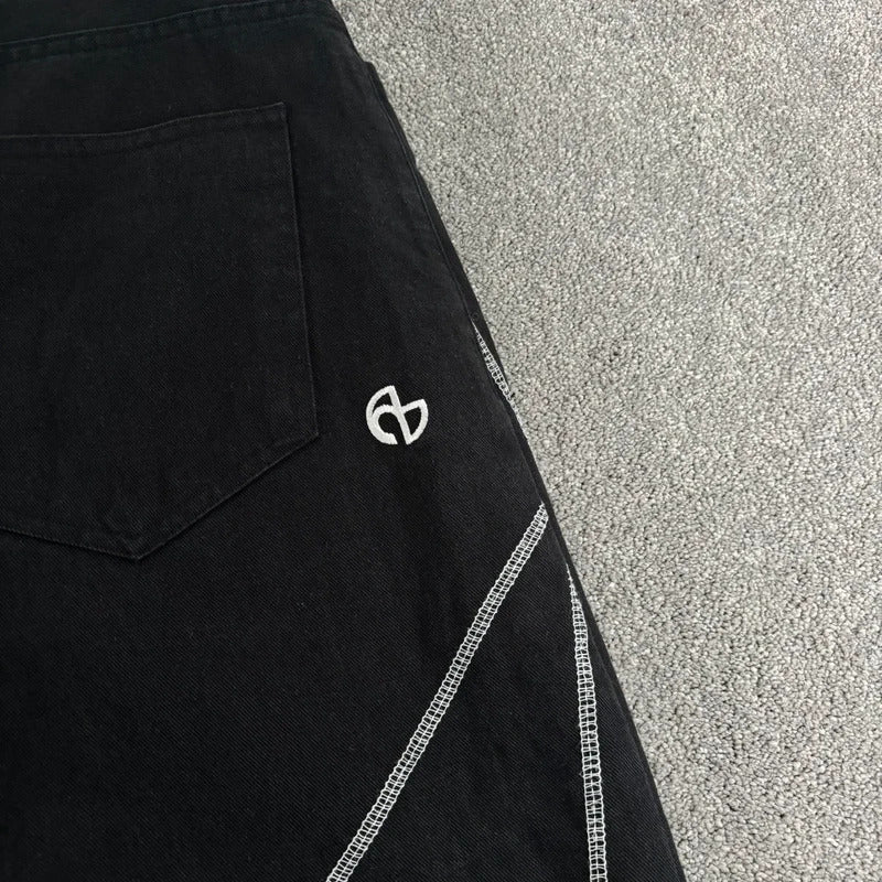 NoManual Baggy Contrast Trouser Black W32