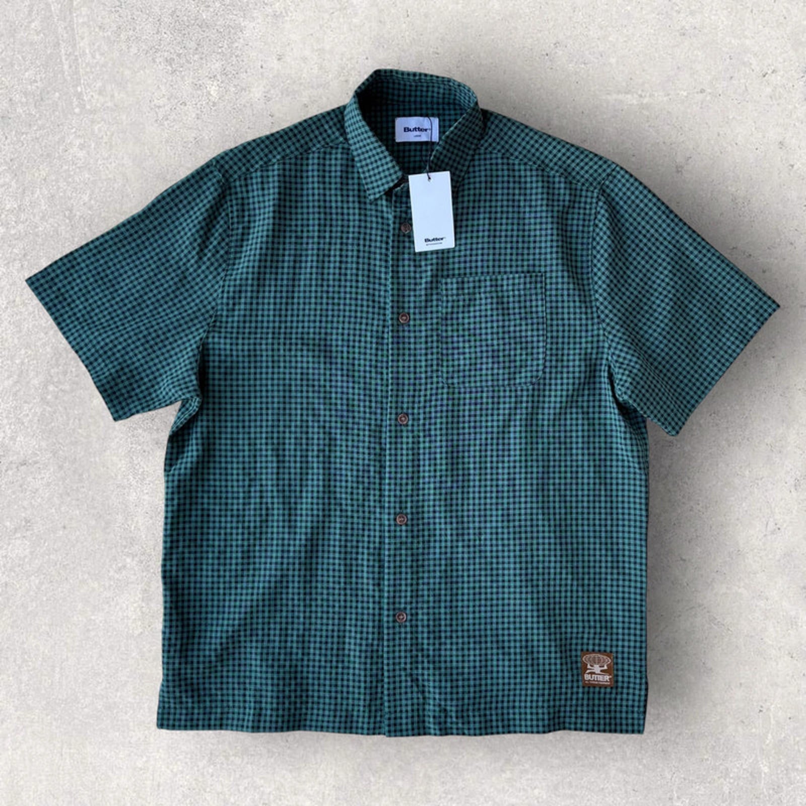 Butter Goods Gingham SS Check Shirt Pine Size L (BNWT)