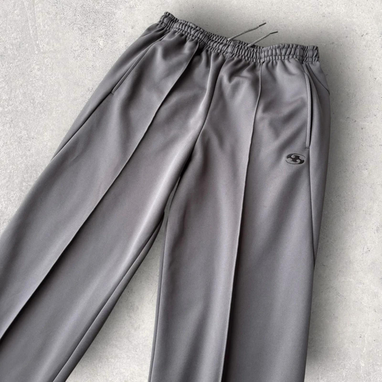 San San Gear Pleated Relaxed Track Pant Grey M Korea Import Streetwear