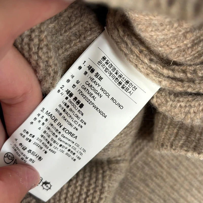 Frizmworks Heavy Wool Cardigan Oatmeal M