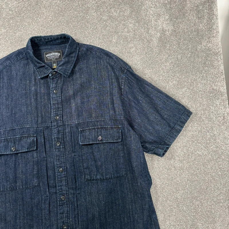 Frizmworks Linen Trucker Half Shirt Indigo XL
