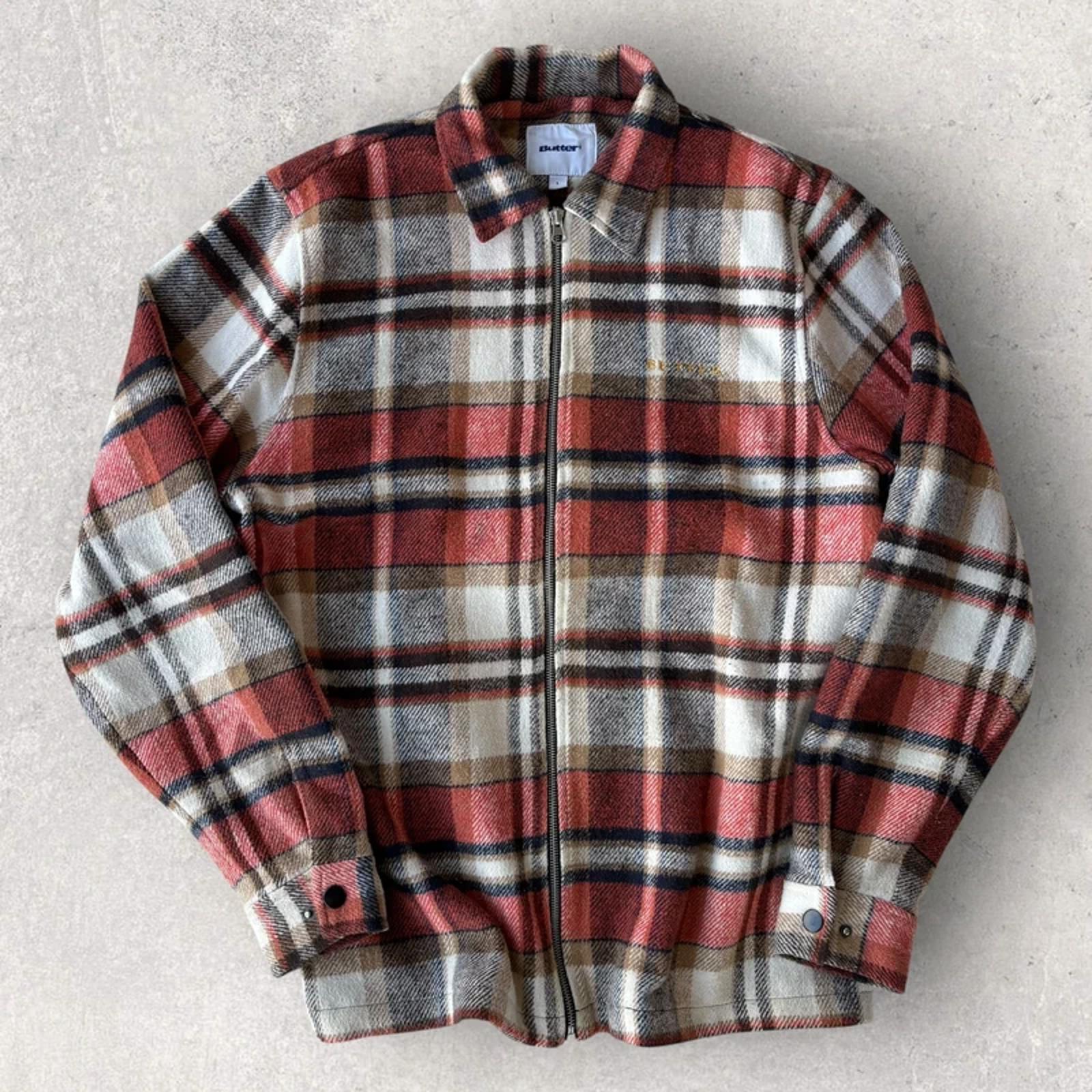 Butter Goods Zip Flannel Overshirt Red M