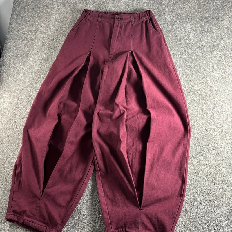 Anglan Double Pleat Balloon Pant Burgundy L