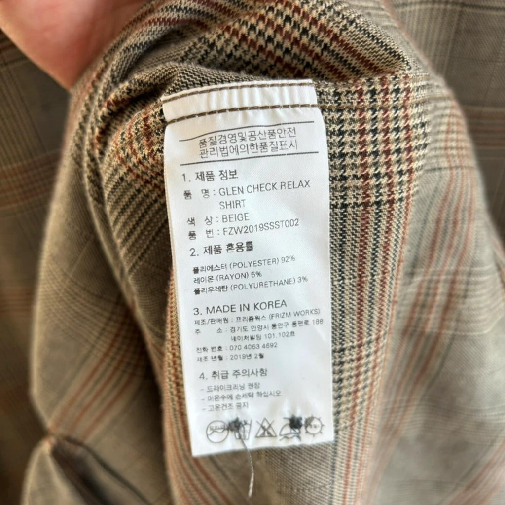 Frizmworks Glen Check Relax Shirt Beige XL