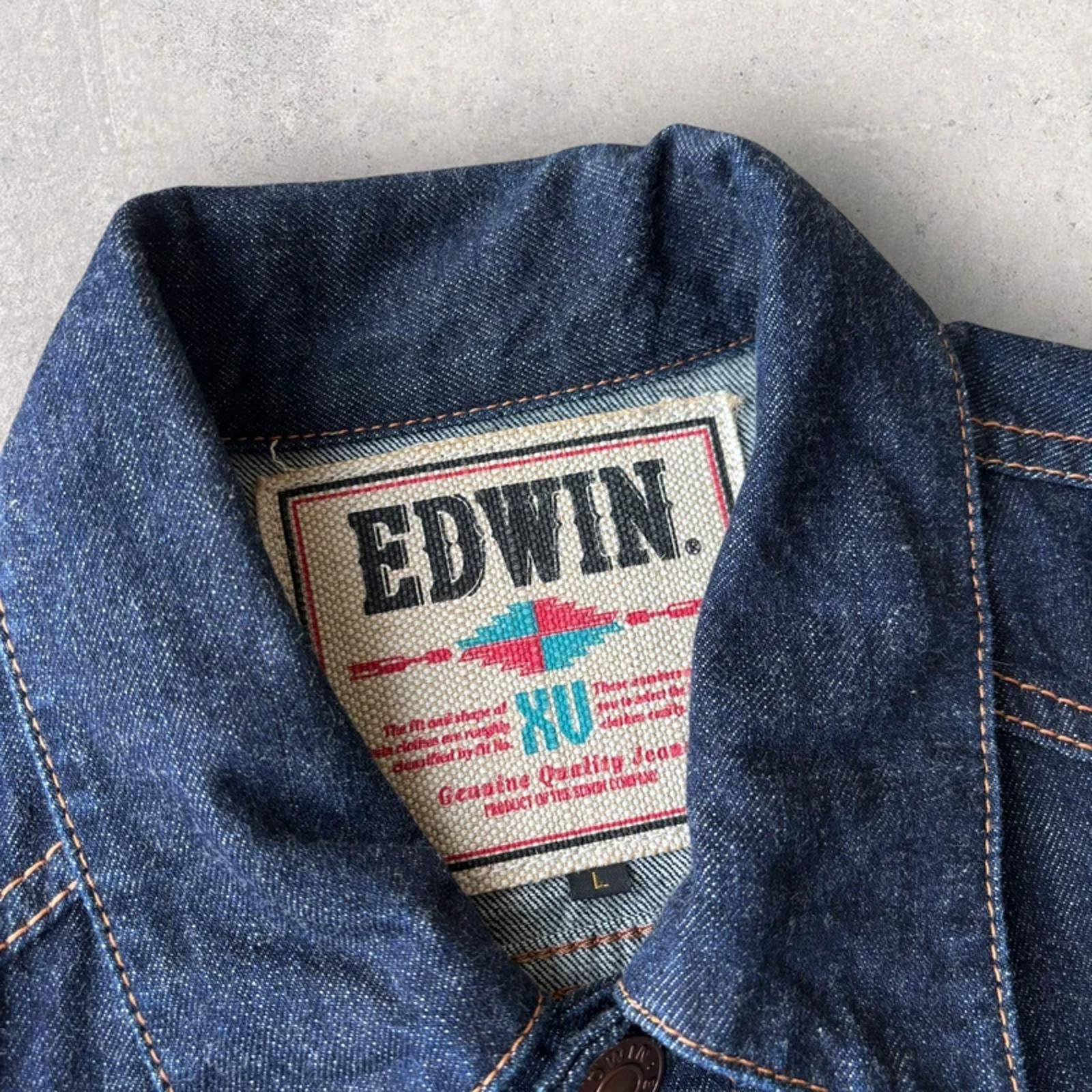 Edwin Japan XU Cropped Denim Jacket Indigo Womens L Japan Import
