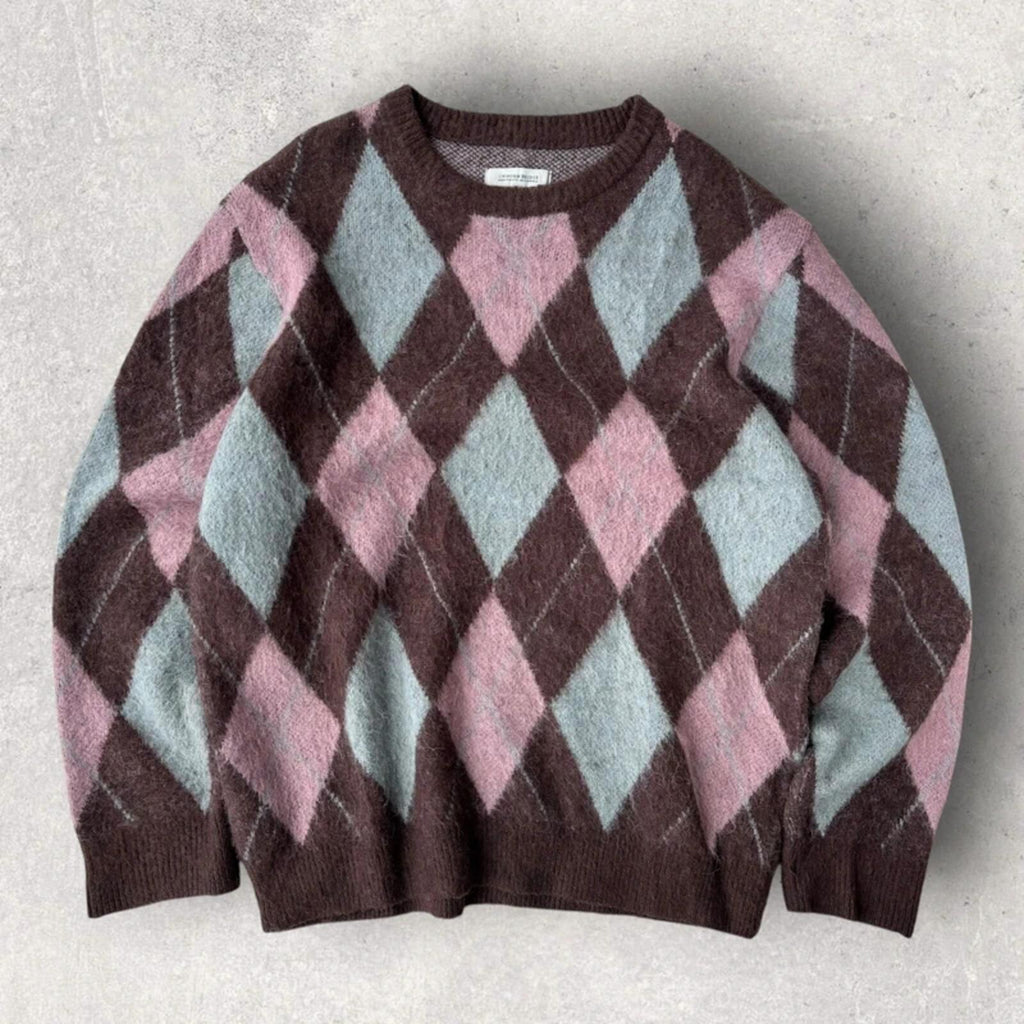 Uniform Bridge Argyle Knit Sweater Brown XL