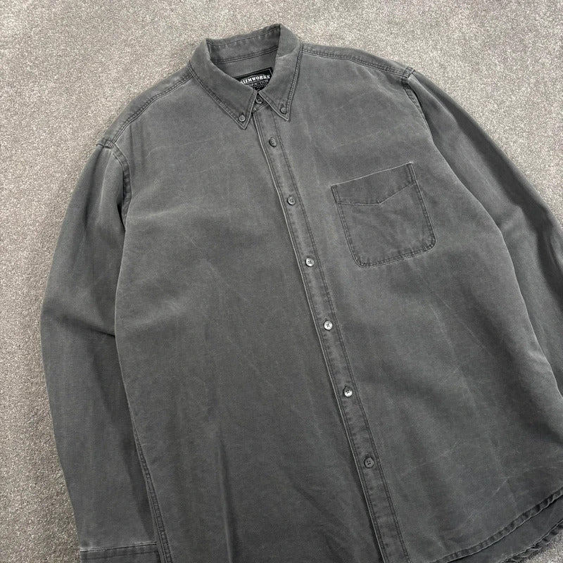 Frizmworks Pigment Dye Stonewash Shirt Charcoal L