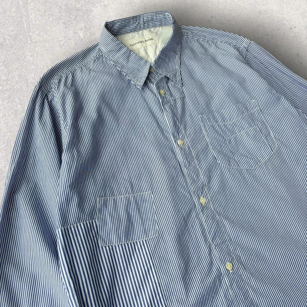 Universal Works Patchwork Stripe Shirt Blue XL
