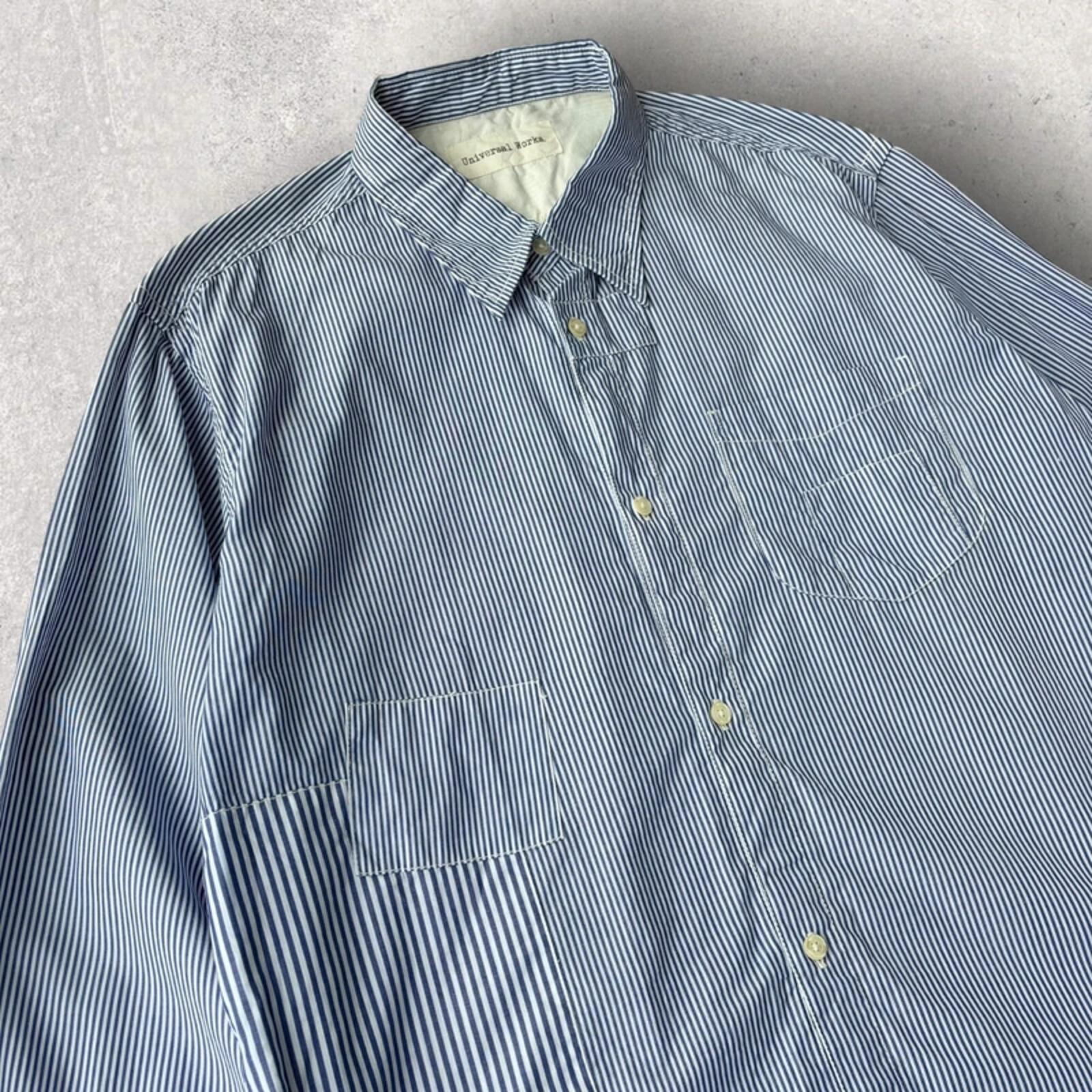 Universal Works Patchwork Stripe Shirt Blue XL
