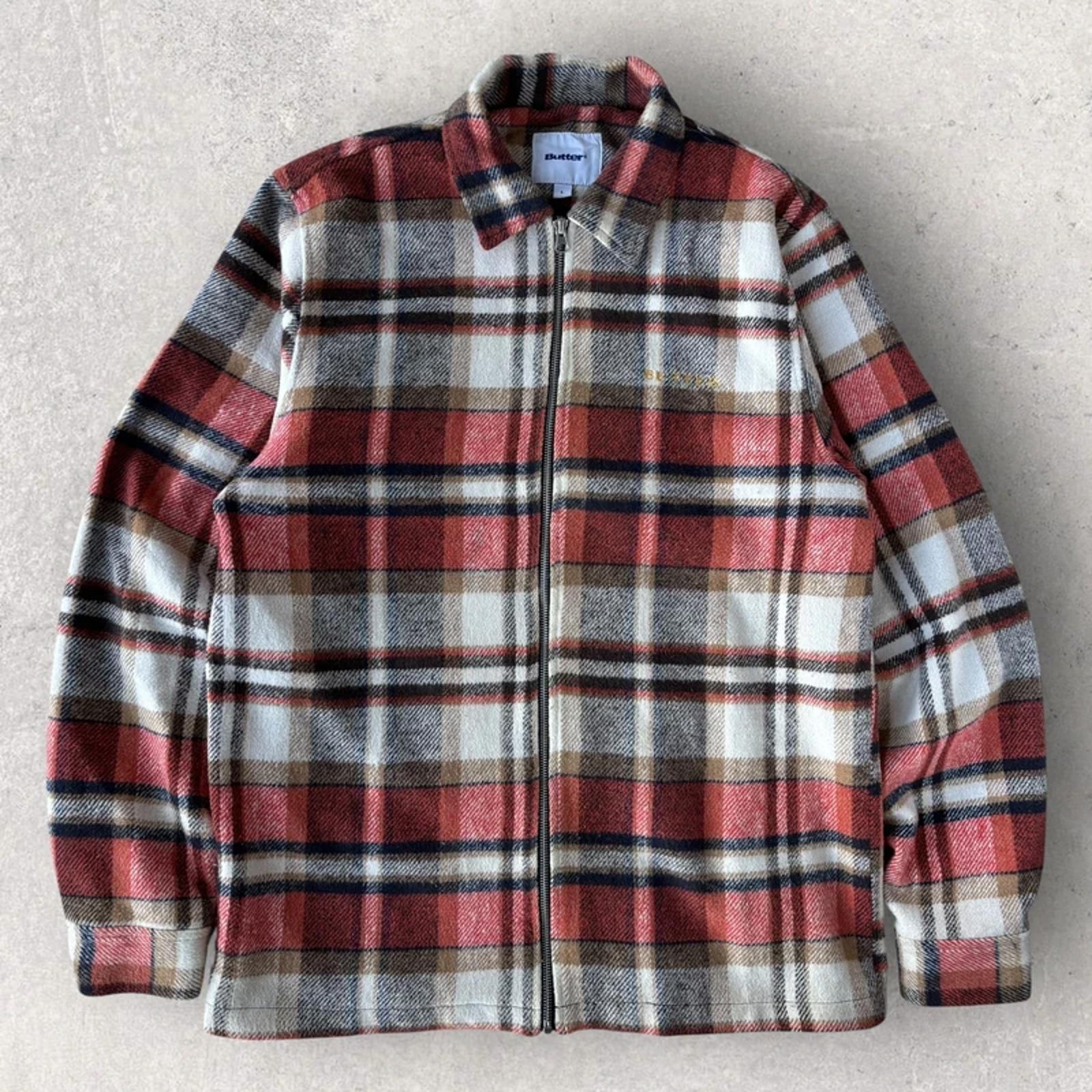 Butter Goods Zip Flannel Overshirt Red M