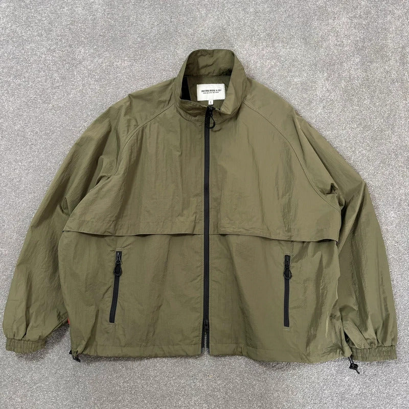 Uniform Bridge Boxy Nylon Track Jacket Olive L