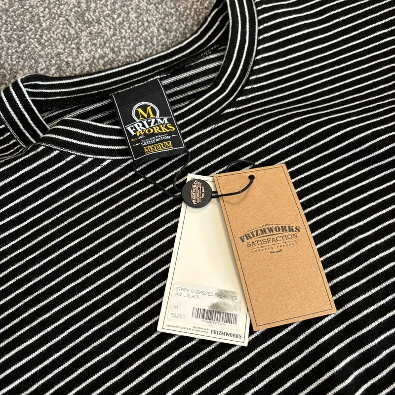 Frizmworks Oversized Stripe Long Sleeve Tee Black M