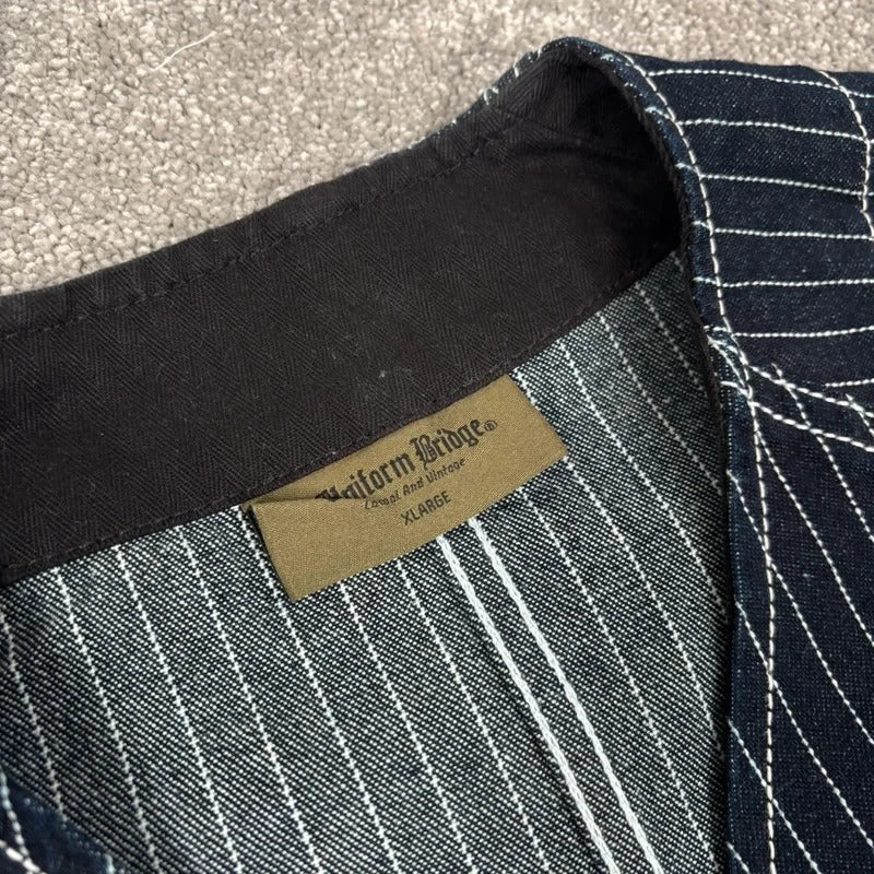 Uniform Bridge Stripe Denim Pocket Cardigan Indigo XL
