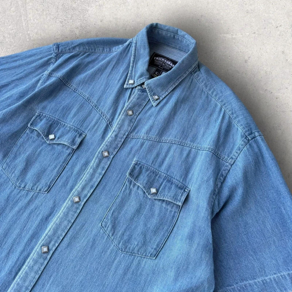 Frizmworks Western Denim Half Shirt Light Blue L