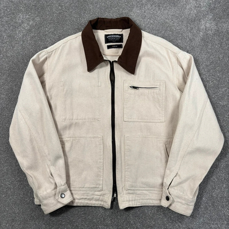 Frizmworks Boxy Zip Work Jacket Natural M