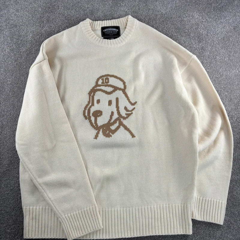Frizmworks Pup Sketch Graphic Knit Ivory XL